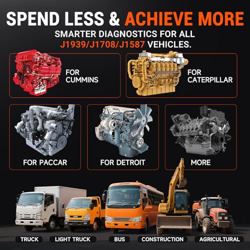 KZYEE KC601 Heavy Duty Truck Scanner, Diesel Scanner Diagnostic Tool for Cummins, CAT, Freightliner, International, Mack, Volvo & Detroit, Read & Clear Codes, Live Data, Free Lifetime Updates