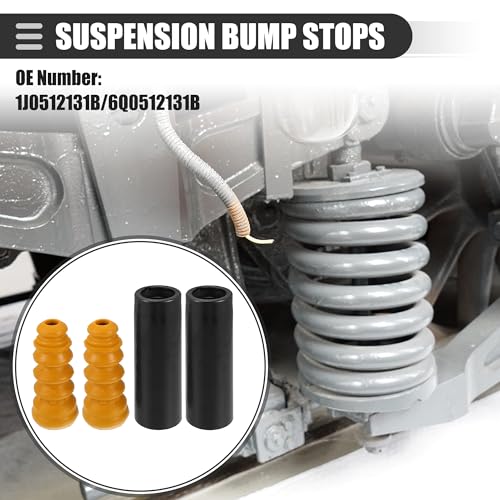 Motoforti Rear Suspension Bump Stop Shock Absorber Strut Boot Kit, for AUDI A2 2000-2005, Rubber, No.1J0512131B/6Q0512131B, Black Yellow, 2 Set