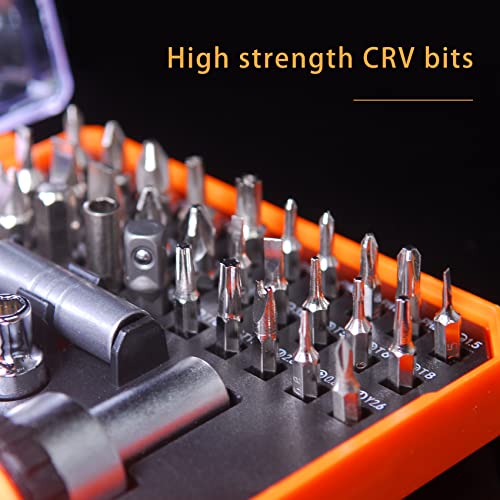 TOOLMAK 42 in 1 Ratcheting Screwdriver Set, Ratchet Wrench | Cr-V Steel, Rotatable Ratchet Handles ＆ Storage Case, Household Repair Tool Kits for Bike - style: 42pcs Ratchet Screwdriver