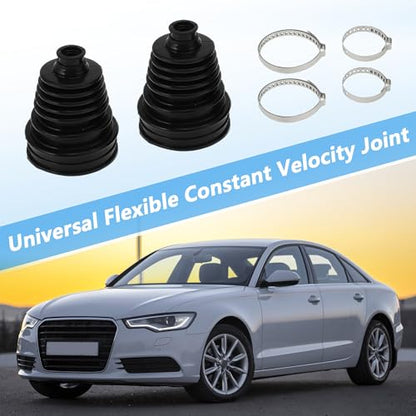 ACROPIX 2pcs CV Joint Boot with 4 Stainless Steel Clamps, Silicone Rubber Black CV Axle Boot Repair Kit Universal Constant Velocity Joint for Most Cars - size: Set B
