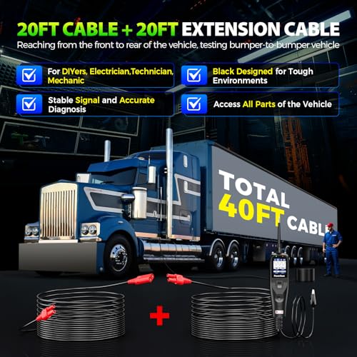 2026 Autel PowerScan PS100 Power Circuit Probe Test for 99% Car, 40FT Cable | 12-24V Automotive Electrical Open/ Short Breaker Finder, Component Activation Tester Tool, AC/DC Trailer Relay Fuse Test