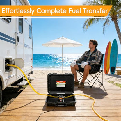12V Fuel Transfer Pump Moves 120 Gallons of Gas or Diesel Per Hour. With Car Cigarette Lighter Plug, Battery Clip and Upgraded Carrying Case, for UTVs, Vehicles, Boats, Equipment.(80W) - color: 120Gal/hr