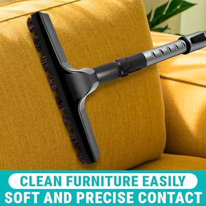 Universal Vacuum Attachments, Horsehair Brush, 1.25" Fit, 360 Swivel | Vacuum Brush Attachment, Soft Bristles, 3 Hose Adapters 1.25" to 1.37", Swivel Head; for Wood, Tile, and Smooth Surfaces