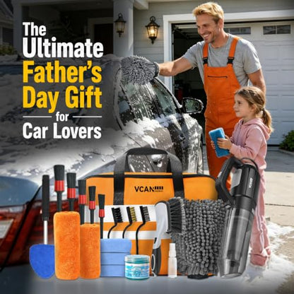 VCANENERGY Car Cleaning kit, Car Interior Detailing kit with 10000pa Car Vacuum Cleaner, Detailing Brush Set, Wheel Brush, Windshield Cleaner Tool, Complete Auto Accessories for Men, Women - size: 25 pcs