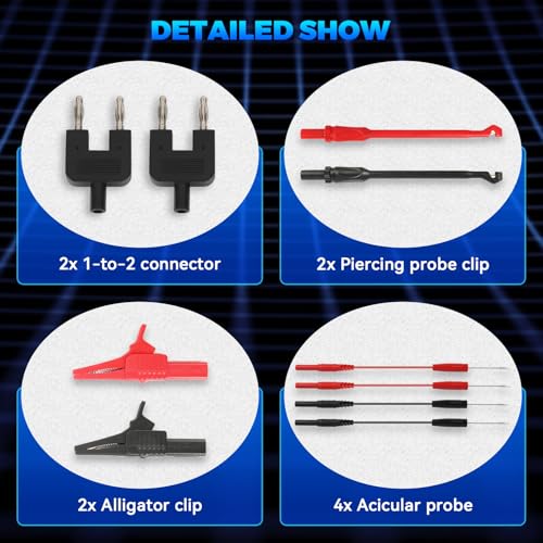 Autory 104PCS Automotive Circuit Test Leads Kit, Multimeter Terminal Test Leads Kit Multi Function Probe Test Kit with Heavy Duty Back Probes Test Lead Set Wire Connectors Set with Black Carrying Case