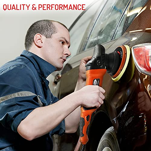 HI-BUFF 15mm Dual Action Random Orbital Polisher with Variable Speed – Long Throw DA Polisher Kit with Pads – 6" Backing Plate, 600W, Auto Detailing Tool