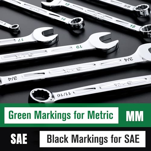 SK Combination Wrench Set, SAE 5/16" to 3/4", 11-Piece, SuperKrome Finish, Premium CR-V Construction, with Rolling Pouch - size: SAE