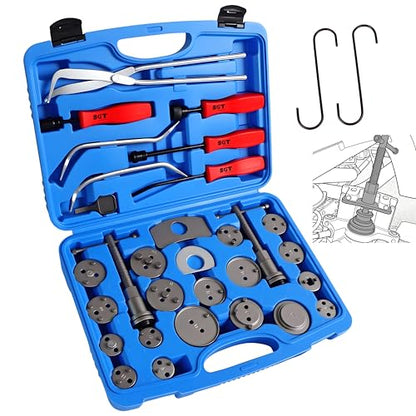 SGT 32pcs Brake Tool Kit,22pcs Heavy Duty Caliper Compression Tool and 8pcs Drum Brake Tool Kit,Brake Caliper Tool Set and Drum Brake Tool with Brake Spring Tool Compressor Pliers Installer Remover