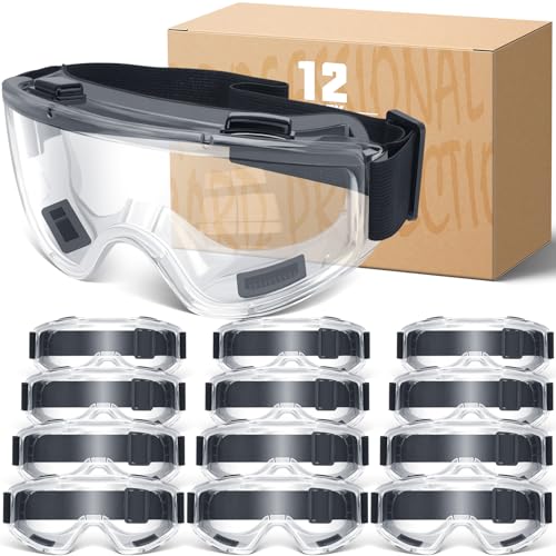 OXG Safety Goggles ANSI Z87.1 Glasses, Anti-Fog Protective Safety Glasses Lab Goggles Men Women Eye Protection Goggles - color: 12p-clear