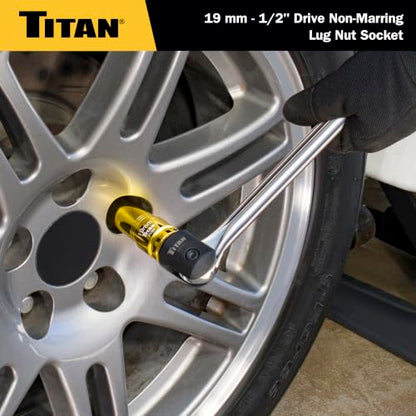 Titan 21092 1/2-Inch Drive x 19mm Non-marring Impact Deep Lug Nut Socket - size: 19mm