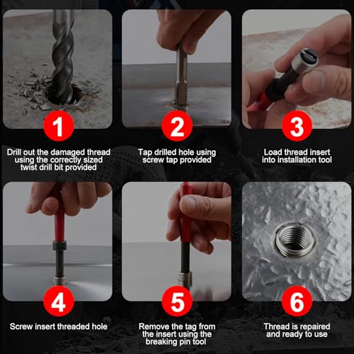 Helicoil Metric Thread Repair Insert Kit, M8x1.25mm Rethreading | Thread Repair kit with HSS Drill Bits, Rethreading Inserts Tool Set for Damaged Thread Repairing with Carry Case