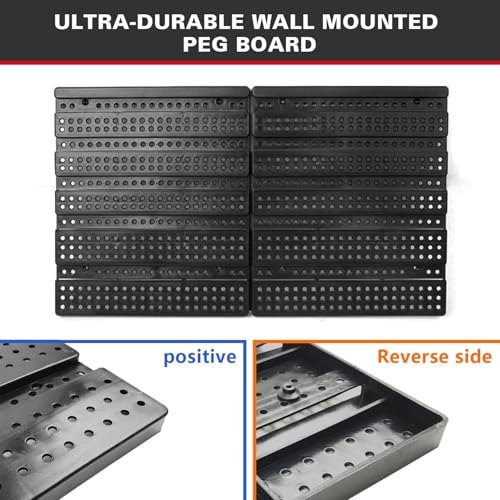 Wall Mounted Storage Bins, 30 Wall Mount Tool Organizer Bins Plastic Parts Rack Container, Easy Access Compartments For Tools, Hardware, Crafts, Office Supplies And More, Blackred