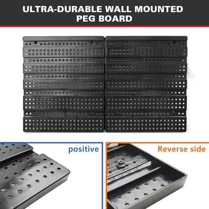 Wall Mounted Storage Bins, 30 Wall Mount Tool Organizer Bins Plastic Parts Rack Container, Easy Access Compartments For Tools, Hardware, Crafts, Office Supplies And More, Blackred