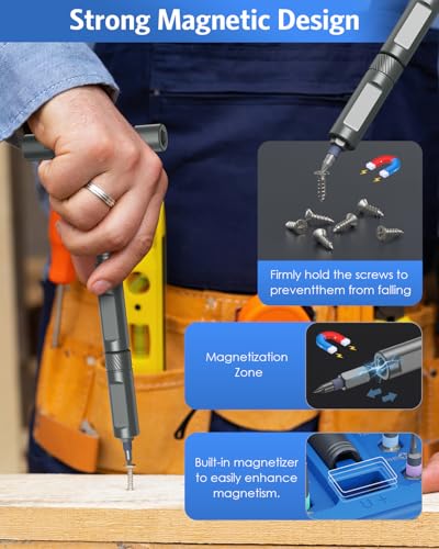 42 in 1 Magnetic Screwdriver Set, AMIR Ratchet Screwdriver Set for Christmas Gifts, DIY Repair Tool Kit with Magnetic Multi Bit, Rotatable T Handle for Furniture, Computer - color: Blue