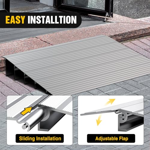 Nilight Door Threshold Ramp, 5" Rise Portable Aluminum Wheelchair Door Entry Ramps for Sheds Doorways Home Steps - size: 5" Rise