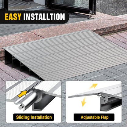 Nilight Door Threshold Ramp, 5" Rise Portable Aluminum Wheelchair Door Entry Ramps for Sheds Doorways Home Steps - size: 5" Rise