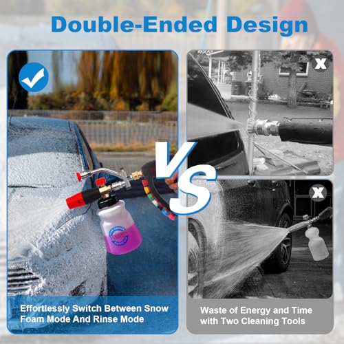 DUSICHIN Pressure Washer Gun Swivel Joint 4000 PSI Snow Foam Cannon Dual-Ended Shift Valve 7 Nozzles, Foam Lance Kit Dual Connector 7 Pressure Washer Tip holders 3/8“ Fitting M22-14 M22-15 DUS2913