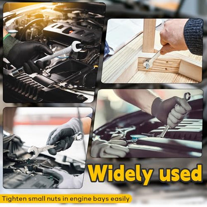 1/4 Inch Ratcheting Wrench 2 Pcs 72-Tooth 12-Point Chrome Plated | Forged 45# Carbon Steel Durable, 5-Degree Arc For Tight Spaces, 12-Point Protects Fasteners, Polished Chrome Anti-Rust - size: 1/4 Inch
