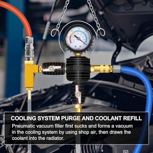 JIFETOR 28PCS Radiator Pressure Leak Test Pneumatic Coolant Refill Tool Kit | Auto Cooling System Leakage Tester and Water Tank Pneumatic Vacuum Purge Filling Set Universal for Airlift Car Auto Truck - color: Black Case
