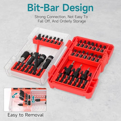 35Pcs Impact Driver Bits Set with a Storage Case | 28 Magnetic Screwdriver Bits, 3 Hex Countersink Drill Bits, 3 Sockets, Quick Change Chuck for Power Screwdrivers Electric - style: 28 Screwdriver Bits, 3 Countersink Drill Bits, 3 Sockets,1 Change Chuck