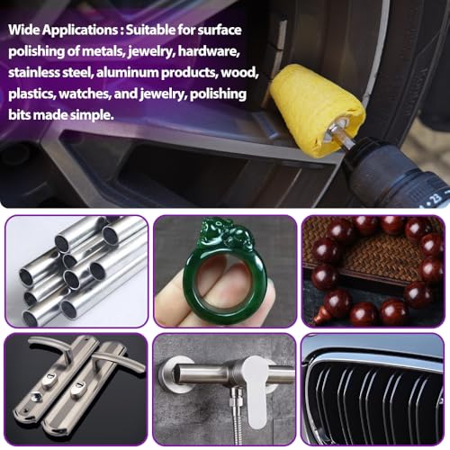 12 PCS Buffing Pad Polishing Wheel Kits for Dremel, Buffing Wheel Polishing Bits with 1/4 Inch Shank for Metal Aluminum Chrome Wood Jewelry Brass Glass Plastic Stainless Steel - style: 12 PCS