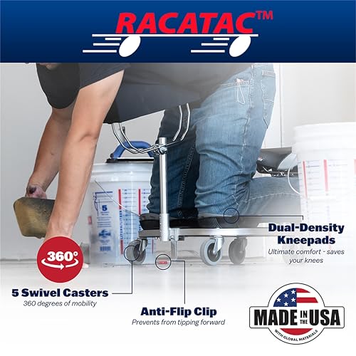 Racatac Kneeling Sitting Creeper with Chest Support, 2 Inch Casters, Rolling Knee Pads with Seat, Adjustable Seat, Knee Pads with Wheels, Assembled in USA, Floor Creeper, 01RACCS - size: 2 Inch, style: Chest Support