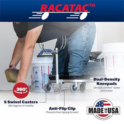 Racatac Kneeling Sitting Creeper with Chest Support and 3 Inch Casters, Rolling Knee Pads with Seat, Creeper for Flooring Installation, Assembled in USA, 01RAC3CS - size: 3 Inch, style: Chest Support