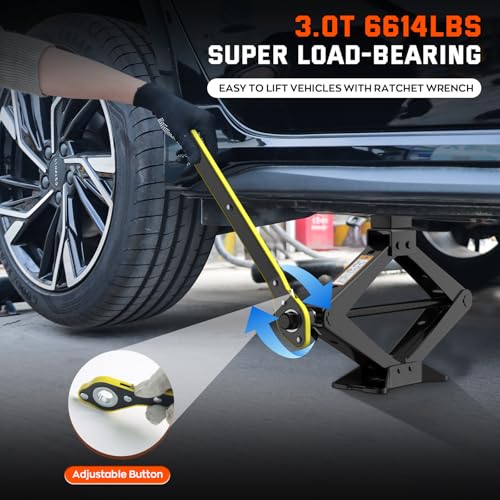 Scissor Jack for Car 3 Ton 6614 LBS, Spare Tire Changing Kit,Portable Tire Jack,Lifting Jack for Car/SUV/MPV