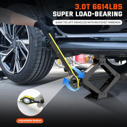 Scissor Jack for Car 3 Ton 6614 LBS, Spare Tire Changing Kit,Portable Tire Jack,Lifting Jack for Car/SUV/MPV
