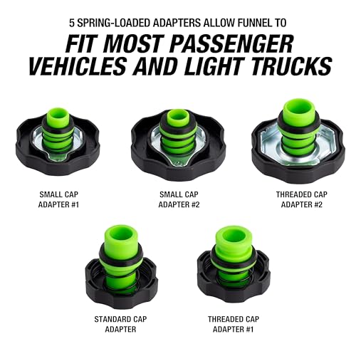 OEMTOOLS No-Spill Professional Quality Coolant Funnel Kit with 5 Adapters | Spill Free Funnel Kit Cooling System, Includes 5 Adapters, Extensions, and Automotive Funnel, Air Venting - style: Professional Quality