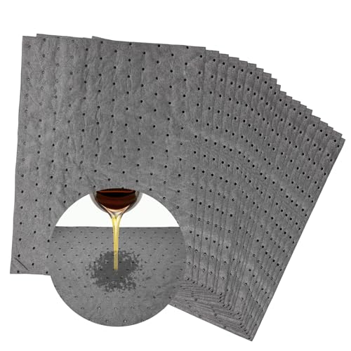 20 PCS Oil Absorbent Pads, 13" x 10" Reusable High Absorbency Polypropylene Oil Spill Mats, Universal Liquids Absorbing Pads Spill Control Supplies for Automotive Workshop - color: 20 PCS