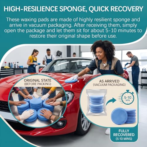 18 Pack Microfiber Wax Applicator Pads, 5 Inch Foam Car Detailing Pads for Buffing, Polishing, Tire Shine and Cleaning, Blue Microfiber Sponges