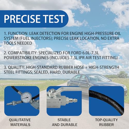 10Pcs High Pressure Oil System IPR Air Test Tool Special Kit Compatible with Ford 6.0L-7.3L Powerstroke Diesel Engines, Oil Pressure Tester Kit with IPR Valve Air Test Fitting & Gauge