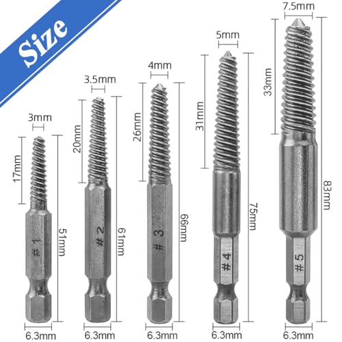 Wolfride 10Pcs Broken Screw Extractor Set, Stripped Screw Remover Drill Bit Kit I 1/4 Inch Hex Shank Easy Out Damaged Bolt Removal Tool