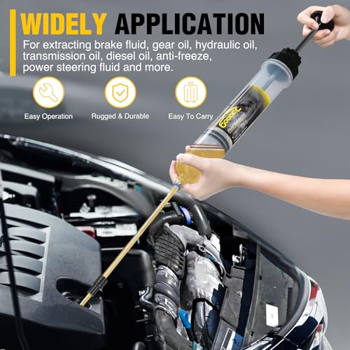 GOOACC Oil Extractor Pump, 500CC Fluid Extractor Automotive Manual Fuel Suction & Filler Pump with Extension Hose Syringe Vacuum Pump, Brake Fluid Extractor for Oil Change Extraction Transfer (500ml) - size: 500CC Manual