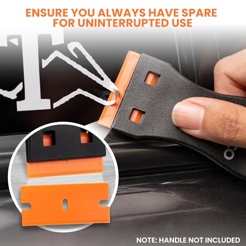 Perco Plastic Scraper Blade Refills - Durable, Rust-Free Double-Edged 1.5" Non-Scratch Razor Blades for Decals, Adhesives, Vinyl & More – Ideal for Cars, Glass & Delicate Surfaces - 10 Blades Per Box - size: Blade Refill
