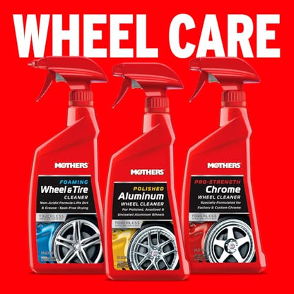 Mothers Foaming Wheel & Tire Cleaner, 24 oz. (05924) | Foaming Action Lifts Brake Dust & Grime, Safe for Factory-Coated Wheels, Restores, Cleans, Finishes Fast, Spot-Free Rinse - size: 24 Ounce (Pack of 1)