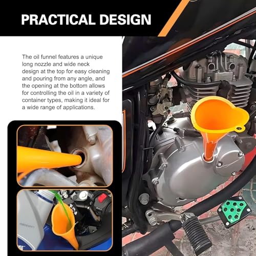 2 PCS Long Neck Oil Funnel, PP Anti-Spill No Cover Car Filling Funnel with Hanging Loop, Hand-Free Portable Oil Change Accessory, Suitable for Most Cars Motorcycles (Red)