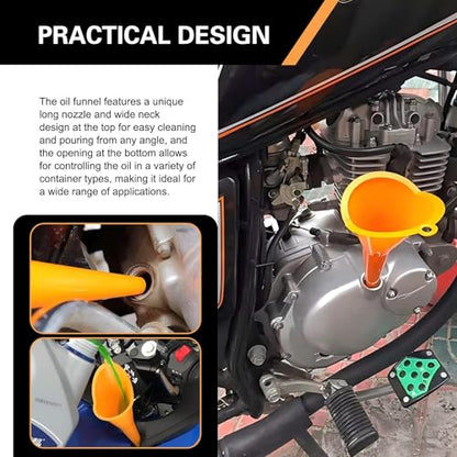 2 PCS Long Neck Oil Funnel, PP Anti-Spill No Cover Car Filling Funnel with Hanging Loop, Hand-Free Portable Oil Change Accessory, Suitable for Most Cars Motorcycles (Red)