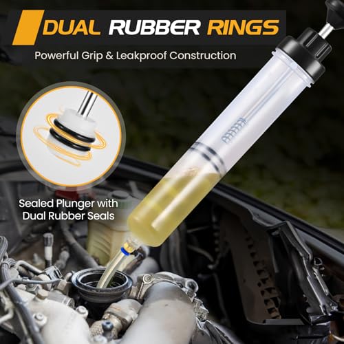 SOWKIPE 500CC Automotive Fluid Extractor Pump, Premium Manual Extraction & Fill Pump with 2 Hoses, Oil Syringe with Powerful Suction, Fluid Oil Change Evacuator