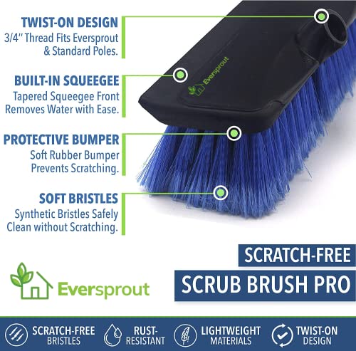 EVERSPROUT 5-to-12 Ft Car Brush with Rubber Bumper, Lightweight Extension Pole Handle, Soft Bristles Car Wash Brush, RV Wash Brush, Truck Wash Brush, Boat Brush, Solar Panel Cleaning Brush and Pole - size: 12 feet