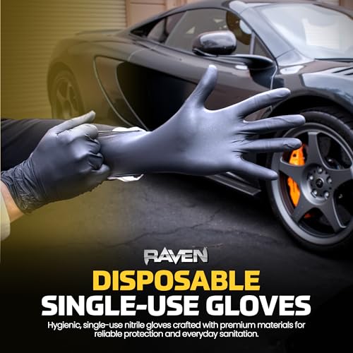 Raven Powder Free Nitrile Disposable Gloves | 7 Mil | Latex Free, Chemical + Puncture Resistant, Single Use | - size: X-Large (Pack of 10), style: Nitrile Disposable