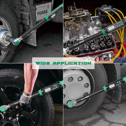 1/2 Inch Drive Digital Torque Wrench, 7.38-147.5Ft.lb/10-200N.m, Long Electronic Torque Wrench with Preset Value, Buzzer & LED Indicator, 2% Accuracy for Bike, Motorcycles, Car - size: 7.38-147.5 Ft-lb/10-200 Nm, style: 1/2-Inch