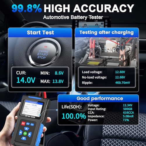 Battery Load Tester 12v Automotive, 20-2000 CCA Car Battery Tester and Alternator Tester for 24V Vehicles, BT300 - style: BT300