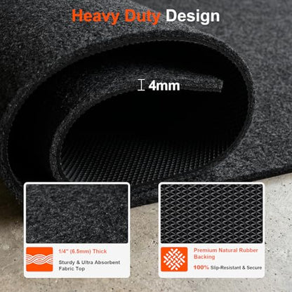 Heavy Duty Garage Floor Mat Under Car 7.9" x16FT Oil Spill Mat for Garage Floor, Extra Thick Absorbent with Anti-Slip Rubber Backing, Reusable Under Car Leak Pad - size: 7.9"x16FT