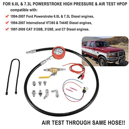 Hpop Test Tool High Pressure & Air Leak Test Gauge Tool Kit Fit for 1994-2007 Ford F250 F350 6.0L & 7.3L Powerstroke