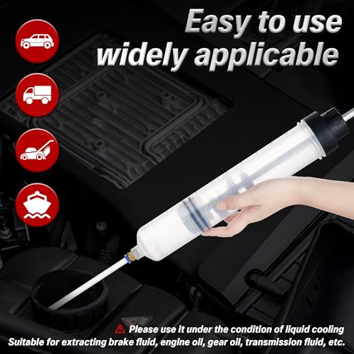 Reniteco Oil Extractor Pump - 500CC Manual Liquid Extractor, Multi-Function Car Oil Pump, Liquid Transfer Pump, with Two Extension Tubes and Replacement Rubber Rings - size: 500cc