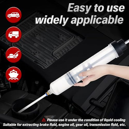 Reniteco Oil Extractor Pump - 500CC Manual Liquid Extractor, Multi-Function Car Oil Pump, Liquid Transfer Pump, with Two Extension Tubes and Replacement Rubber Rings - size: 500cc