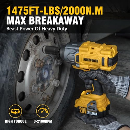 12V Ratchet Wrench + Cordless Brushless Impact Wrench, 1475 ft-lbs (2000N.m)