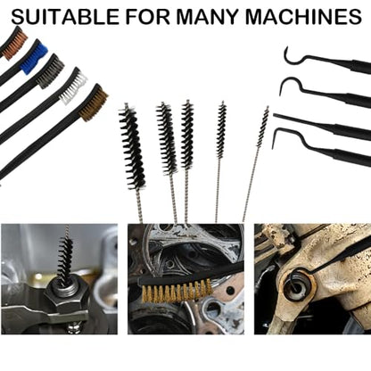 Throttle Body Cleaner Kit, 14 Pack Carburetor Cleaning Set, Torch Tip Carb Dirt Remove Cleaner Set for Lawnmower Motorcycle ATV Chainsaw Tools, Silver and Black